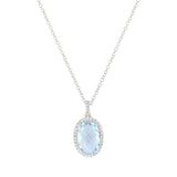 0.11ct Diamond & 2.40ct Blue Topaz 14k White Gold Pendant
