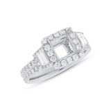 1.45ct 18k White Gold Diamond Semi-mount Ring for 5.5x5.5mm Center