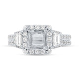 1.45ct 18k White Gold Diamond Semi-mount Ring for 5.5x5.5mm Center
