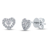 0.19ct 18k White Gold Diamond Heart Stud Earring