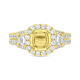 1.55ct 18k Yellow Gold Diamond Semi-mount Ring for 7.2x7.2mm Center