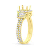 1.55ct 18k Yellow Gold Diamond Semi-mount Ring for 7.2x7.2mm Center