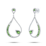 0.99ct Diamond & 1.31ct Green Garnet 14k White Gold Lady's Earring