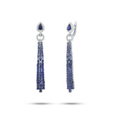 0.38ct Diamond & 6.30ct Blue Sapphire 14k White Gold Earring