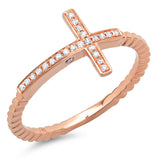 0.08ct 14k Rose Gold Diamond Cross Ring Size 5