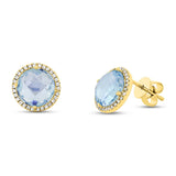 0.16ct Diamond & 4.35ct Blue Topaz 14k Yellow Gold Earring