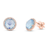 0.16ct Diamond & 4.35ct Blue Topaz 14k Rose Gold Earring