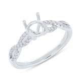 0.19ct 18k White Gold Diamond Semi-mount Ring for 0.75ct Center