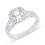 0.53ct 18k White Gold Diamond Semi-mount Ring for 1.00ct Center