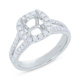 0.64ct 18k White Gold Diamond Semi-mount Ring for 1.50ct Center