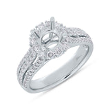 0.84ct 18k White Gold Diamond Semi-mount Ring for 1.00ct Center