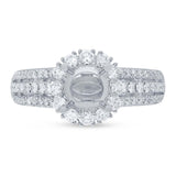 0.84ct 18k White Gold Diamond Semi-mount Ring for 1.00ct Center