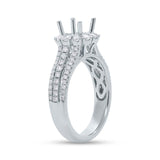 0.84ct 18k White Gold Diamond Semi-mount Ring for 1.00ct Center