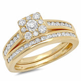 0.93ct 14k Yellow Gold Diamond Wedding Set Cluster Size 6.5