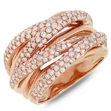 1.60ct 14k Rose Gold Rose Gold Diamond Bridge Ring Size 6