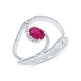 0.21ct Diamond & 0.55ct Ruby 14k White Gold Ring