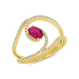 0.21ct Diamond & 0.55ct Ruby 14k Yellow Gold Ring