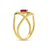 0.21ct Diamond & 0.55ct Ruby 14k Yellow Gold Ring
