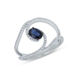 0.21ct Diamond & 0.60ct Blue Sapphire 14k White Gold Ring