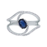 0.21ct Diamond & 0.60ct Blue Sapphire 14k White Gold Ring