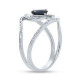 0.21ct Diamond & 0.60ct Blue Sapphire 14k White Gold Ring