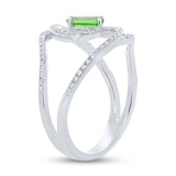 0.21ct Diamond & 0.46ct Green Garnet 14k White Gold Ring