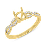 0.19ct 18k Yellow Gold Diamond Semi-mount Ring for 0.75ct Center