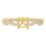 0.19ct 18k Yellow Gold Diamond Semi-mount Ring for 0.75ct Center