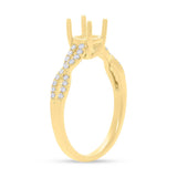 0.19ct 18k Yellow Gold Diamond Semi-mount Ring for 0.75ct Center
