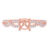0.19ct 18k Rose Gold Diamond Semi-mount Ring for 0.75ct Center