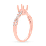 0.19ct 18k Rose Gold Diamond Semi-mount Ring for 0.75ct Center