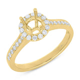 0.30ct 18k Yellow Gold Diamond Semi-mount Ring for 0.75ct Center