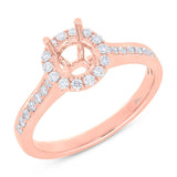 0.30ct 18k Rose Gold Diamond Semi-mount Ring for 0.75ct Center