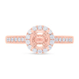 0.30ct 18k Rose Gold Diamond Semi-mount Ring for 0.75ct Center