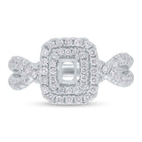 0.70ct 14k White Gold Diamond Semi-mount Ring for 4.7x3.1mm Center