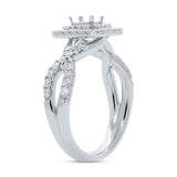 0.70ct 14k White Gold Diamond Semi-mount Ring for 4.7x3.1mm Center