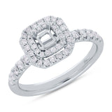 0.45ct 14k White Gold Diamond Semi-mount Ring for 3.75x3.75mm Center