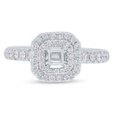 0.45ct 14k White Gold Diamond Semi-mount Ring for 3.75x3.75mm Center