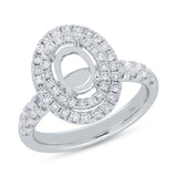 1.05ct 14k White Gold Diamond Semi-mount Ring for 8.8x6mm Center