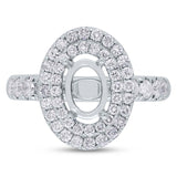 1.05ct 14k White Gold Diamond Semi-mount Ring for 8.8x6mm Center