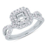 0.60ct 14k White Gold Diamond Semi-mount Ring for 3.75x3.75mm Center