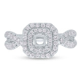 0.60ct 14k White Gold Diamond Semi-mount Ring for 3.75x3.75mm Center