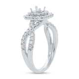 0.60ct 14k White Gold Diamond Semi-mount Ring for 3.75x3.75mm Center