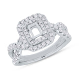 0.80ct 14k White Gold Diamond Semi-mount Ring for 5.7x4mm Center