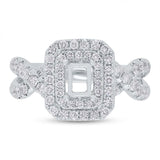 0.80ct 14k White Gold Diamond Semi-mount Ring for 5.7x4mm Center