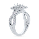 0.80ct 14k White Gold Diamond Semi-mount Ring for 5.7x4mm Center