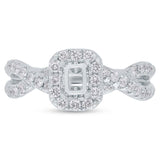 0.45ct 14k White Gold Diamond Semi-mount Ring for 4.7x3.1mm Center