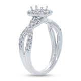 0.45ct 14k White Gold Diamond Semi-mount Ring for 4.7x3.1mm Center