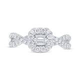 0.45ct 14k White Gold Diamond Semi-mount Ring for 3.75x3.75mm Center