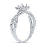 0.45ct 14k White Gold Diamond Semi-mount Ring for 3.75x3.75mm Center